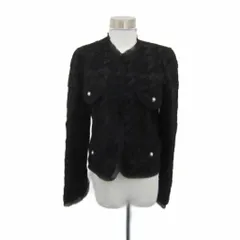 アンタイトル UNTITLED ノーカラージャケット ミドル丈 ツイード 千鳥格子柄 2 M 黒 ブラック /SY46 ■GY61