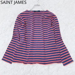 セントジェームス　カットソー　ボーダー柄　ボートネック　ブランドロゴ　ゆったり　コットン100%  カジュアル　レッドネイビー