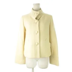 ナチュラルビューティーベーシック NATURAL BEAUTY BASIC ジャケット M ベージュ バニラ 無地 スタンドカラー ツイード /CK14 ■GY60