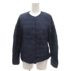 ユニクロ UNIQLO ウルトラライトダウン ノーカラージャケット キルティング フェザー混 M 紺 ネイビー ノーカラー 長袖 /KR ■GY61