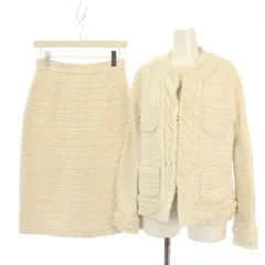 アナイ ANAYI 20AW スーツ セットアップ ツイード ノーカラージャケット スカート ひざ丈 38 白 112022-11-050-11-380 /TK