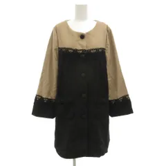 ボーテドエスマイル beaute de s.mile タグ付き ノーカラーコート L ロング バイカラー ベージュ 黒 ブラック /GV ■GY58