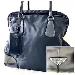 プラダ　PRADA ハンドバッグ　トートバッグ　ナイロン　ネイビー　三角