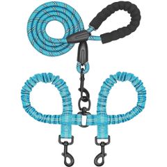 Ailunate 2頭引き 犬 絡まない 小型犬 中型犬 大型犬 伸縮 ダブルリード ハーネス 2匹 多頭飼い ツインリード (ライトブルー) [ライトブルー]