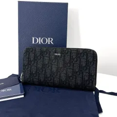 100%正規品 ディオール オブリーク ジャカード ジッパー ドール 長財布 ブラック