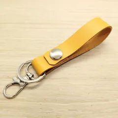 ループ キーホルダー イエロー 革 レザーストラップ チャーム