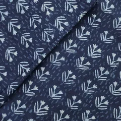 インド ブロックプリント生地 [50cm単位切売] アコラ 二輪の小花 インディゴブルー SA フラワー IF0448