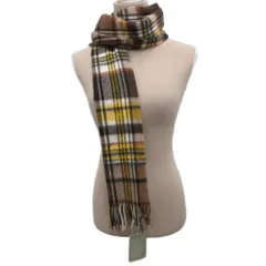 ジョシュアエリス JOSHUA ELLIS タグ付き カシミヤマフラー ストール フリンジ チェック柄 カシミヤ100% 黄 イエロー マルチカラー CPG51608