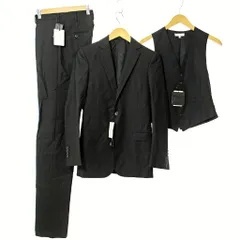 デザインワークス DESIGNWORKS タグ付 スリーピースセット シングル スーツ ウール シャドーストライプ 総裏 42 黒 ブラック IBO73 1107