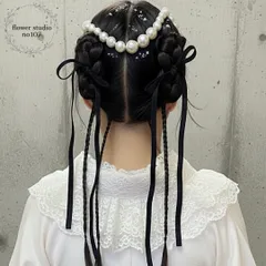 パールチェーンとリボンの髪飾り　銀箔or金箔　成人式　卒業式　結婚式　七五三　成人式髪飾り　卒業式髪飾り　結婚式髪飾り　七五三髪飾り　袴髪飾り　パールチェーン髪飾り