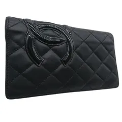 【美品】CHANEL カンボンライン ココマーク 長財布 ブラックｘブラック