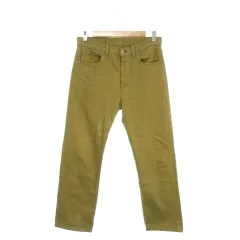 リーバイス Levi's 501 デニムパンツ ジーンズ W32 L32 カーキ 無地 ボタンフライ フルレングス /AH28 ■GY60