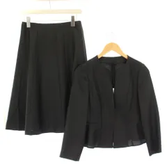 アナイ ANAYI セットアップ ノーカラージャケット アウター ショート丈 フレアスカート ひざ丈 ワンカラー 無地 38 黒 ブラック タグ付き /BB