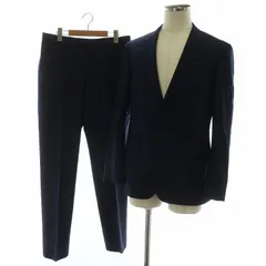 ポールスミスコレクション PAUL SMITH COLLECTION Ermenegildo Zegna スーツ セットアップ テーラードジャケット シングル 2B 背抜き サイドベンツ フィッシュマウス パンツ スラックス ウール ストライプ L 紺