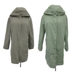 ドゥクラッセ DoCLASSE マジカルサーモフードコート リバーシブル L グレー 黄緑 ライトグリーン 無地 ロング丈 /YS25 ■GY58