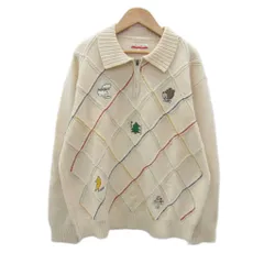 カステルバジャック CASTELBAJAC ニット セーター 長袖 3 L アイボリー 刺繍 ハーフジップ 7921-6001 /SY49 ■GY61