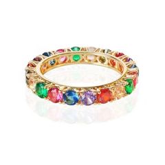 12号 13号 16号 17号 18号　指輪　YG　リング　レインボーカラー　象嵌　0.03ct　マルチカラー　綺麗　可愛い