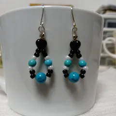 ☆300円ピアス 78.ターコイズ＆チェコハート雫リング