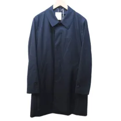 アクアスキュータム AQUASCUTUM タグ付 AQ NIGEL バルカラーウールコート ステンカラーコート ジャケット キルティングライナー付 中綿 ロング 現行 36 約M 紺 ネイビー 1216