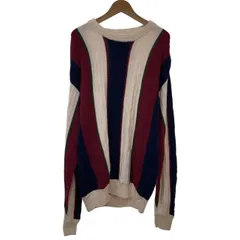 Van Heusen　セーター　長袖　ニット　トップス　クルーネック　ストライプ　オーバーサイズ　ミドルゲージ　古着