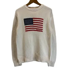 POLO JEANS RALPH LAUREN　セーター　長袖　ニット　トップス　クルーネック　星条旗　ローゲージ　古着
