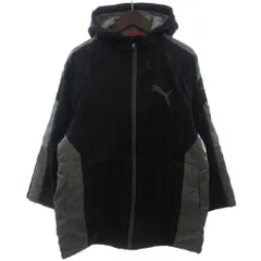 プーマ PUMA フード付き ロングコート ジャケット ストライプ 黒 160