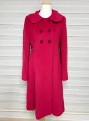 サテン(Satin) さくらんぼピンク ダブル ボタン ラマウール コート