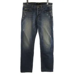 バーバリーブラックレーベル BURBERRY BLACK LABEL デニムパンツ ジーンズ USED加工 ボタンフライ インディゴ 76 ■ECT