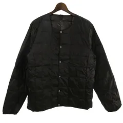 タイオン TAION ベーシック クルーネックボタン インナー ダウンジャケット 薄手 ナイロン TAION-104 ダークチャコール