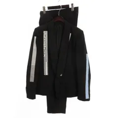 ファセッタズム FACETASM 良品 セットアップスーツ ジャケット シングル 総裏 パンツ スラックス プリント チェッカー 花柄 ウール 黒 ブラック 3 5