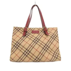 バーバリーブルーレーベル BURBERRY BLUE LABEL ハンドバッグ ノバチェック キャンバス レザーハンドル ベージュ 赤 レッド /YJ ■FF