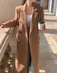 新品) キャメル ウール ロング コート