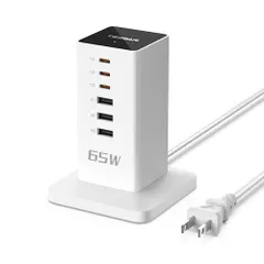 【迅速に発送】急速充電器 type-c タワー式 USB コンセント 延長コード 2m 合計65W (PD QC3.0対応) スマホ 充電器 3つのtype-Aポート 3つのtype-Cポート AC充電アダプター iPhone Android bb25d783
