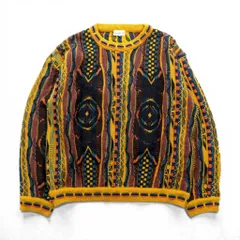 Giovanni Uomo 90s Italy Vintage 3D Textured Knitwear ニット セーター M イエロー 総柄 90年代