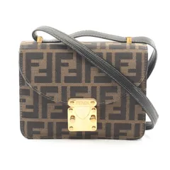フェンディ FENDI ショルダーバッグ ズッカ ブラウン/ダークブラウン キャンバス レザー ズッカ ミニショルダー レディース Used A