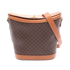 セリーヌ CELINE ショルダーバッグ マカダム ダークブラウン/ブラウン PVCコーティングキャンバス レザー マカダム ショルダー レディース Used B