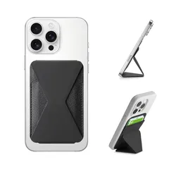 SLuB MagSafe対応 カードケース スマホスタンド マグセーフ 折り畳み式 マグネット スマホ ホルダー 薄型 軽量 背面 カードホルダー カード収納 磁石付き 安定の三角形構造 iPhone16e/16ProMax/15Plus/14/13/12 1