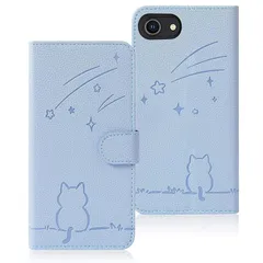 Rosbtib iPhone SE ケース 第2世代 第3世代 iPhone8 ケース iphone se3 ケース 手帳型 流れ星子猫 iPhone se2 ケース 可愛い 猫柄 iphone7 ケース 財布型 耐衝撃 アイフォンse 携帯カバー カード 0