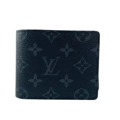 【中古】LOUIS VUITTON ルイ・ヴィトン ポルトフォイユ・ミュルティプル M61695 モノグラム･エクリプス キャンバス ブラック メンズ財布 26002423 RD