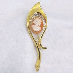 ヴィンテージ風 女性像 カメオ ブローチ【L6】