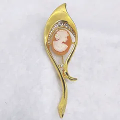 ヴィンテージ風 女性像 カメオ ブローチ【L6】