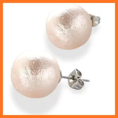 【新品】 [R-days代官山] コットンパール ステンレス ピアス レディース 軽い シンプル 大ぶり パール 5カラー 5サイズ 卒園式 入園式 卒業式 入学式 結婚式 日本製 (ピンク ／ 14mm) 1