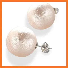 【新品】 [R-days代官山] コットンパール ステンレス ピアス レディース 軽い シンプル 大ぶり パール 5カラー 5サイズ 卒園式 入園式 卒業式 入学式 結婚式 日本製 (ピンク ／ 16mm) 1