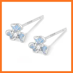 【新品】 TALONIA ピアス つけっぱなし レディース 925シルバー 金属アレルギー対応 小さめ ブルーアイリス 花 ピアス シンプル 可愛い エレガント 日常 誕生日プレゼント ギフト