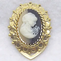 カメオ クリップブローチ 約4.2×3.3cm スカーフクリップ兼用 ヴィンテージ風 アクセサリー 【L18】