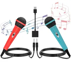 ＥＮＫＥ Switch用 カラオケマイク [2025アップグレード版・2本セット] スイッチ用 有線マイク 2.0USB 高集音力 2人同時に歌える 3mの強靭なケーブル 軽量 簡単接続 PS5/PS4/PC/XBOX ONE/Switch2/ニンテンドースs