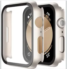 ★ULOE For Apple Watch Series 6 SE3 (2025) SE SE2 Series 5 Series 4 44mm ケース, 超薄型 PC+ガラス素材 全面保護  6/SE3/SE/SE2/5/4 44mmカバー（スターライト）