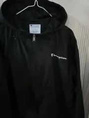 Champion ブラック フード ウィンドブレーカー