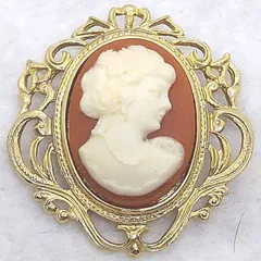 ヴィンテージ風 カメオ ブローチ 貴婦人 横顔 アクセサリー【L18】