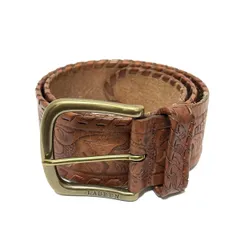 RalphLauren(ラルフローレン) ベルト - ブラウン×ゴールド 型押し加工 レザー